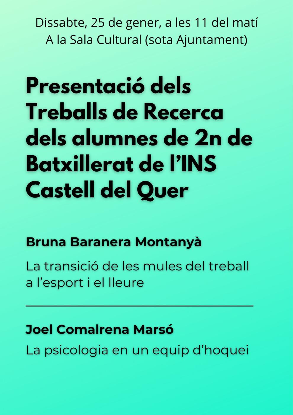 Presentació de Treballs d'alumnes de 2n de Batxillerat